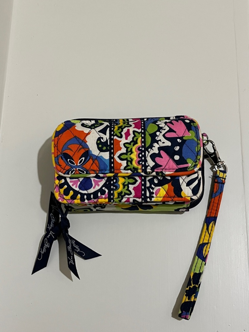 Vera Bradley Bright Multicolor Floral Quilted Wristlet with Strap